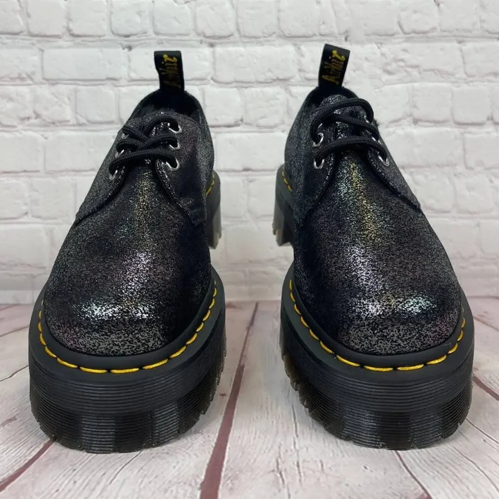 Dr. Martens 1461 Quad Faux Fur Lined Metallic Platform Derby Shoes Women's Sz 7